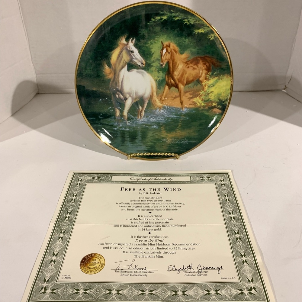 Franklin Mint Free As The Wind   By B.K. Linklater 8" Plate # C-4315